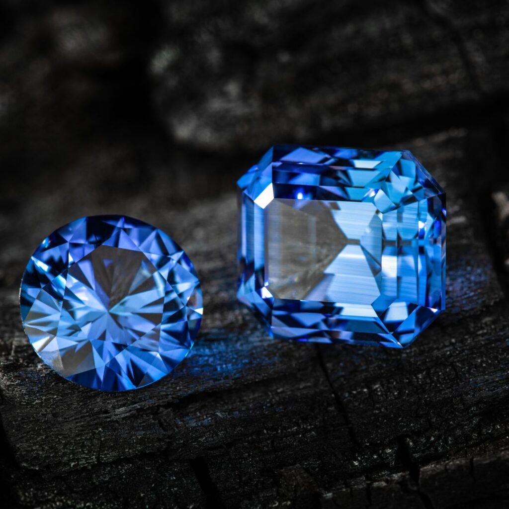 Blue Sapphire and Natural Diamond Stones