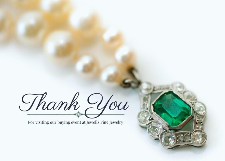 A thank you note to everyone attending the buying event at Jewells Fine Jewelry in Roanoke