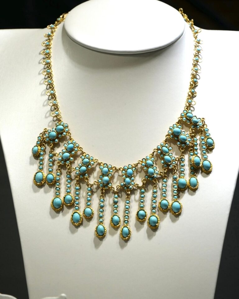 Turquoise necklace featured at JAB Jewelry Works gemstone trunk show