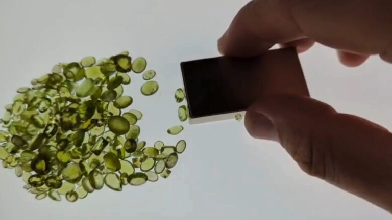 Peridot being attracted by a magnet